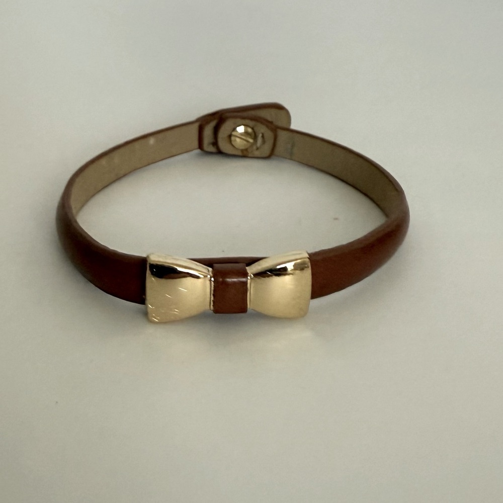 Banana Republic Brown and Gold Leather Bow Bracelet